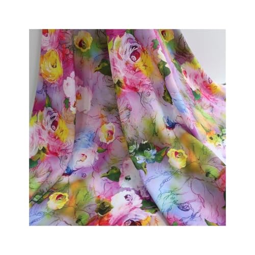 Tissu en Viscose à Impression Numérique Haute Définition Floral Rose