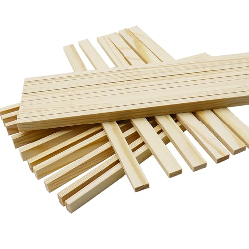 WANYI 40 Pezzi Listelli Legno, Bastoncini fai da te Stecche di Legno 200 x 10 x 5mm Quadrato Legnetti per Lavoretti Artigianato Progetti