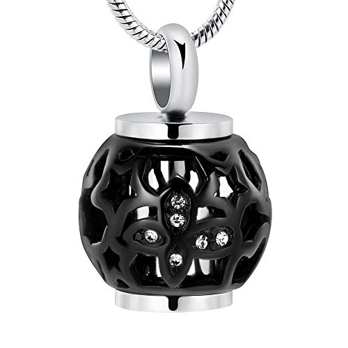 Preisvergleich Produktbild Fonxoy-Necklace Anhänger Memorial Asche Halskette Gravierte Laterne Feuerbestattung Schmuck Für Asche Beerdigung Memorial Urn Halskette Ash Holder Andenken Anhänger Medaillon-Schwarz