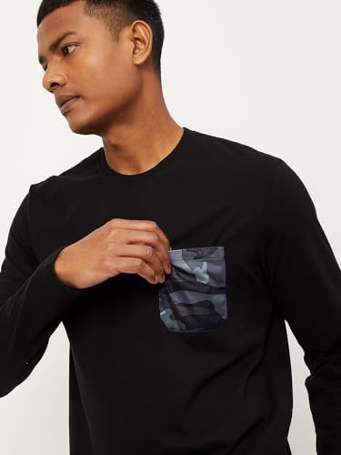 Image of Max Men Camouflage Printed Slim Fit Pocket T-Shirt
