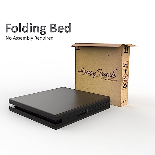 Image of Honey Touch Nexon Folding Bed Single for Sleeping with Double Layer Mattress | No Assembly Required | Foldable Bed for Sleeping /Guests /Rented Apartments /Bedroom (2.5ft x 6ft, Black)