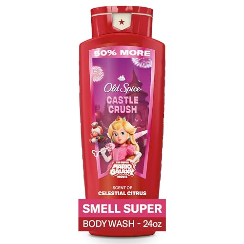 Image of Old Spice Body Wash for Men, x The Super Mario Galaxy Movie, 3X Defense, 24 /7 Shower Fresh with Long Lasting Scent, Smell Super with Castle Crush, Celestial Citrus Scent, 24 oz