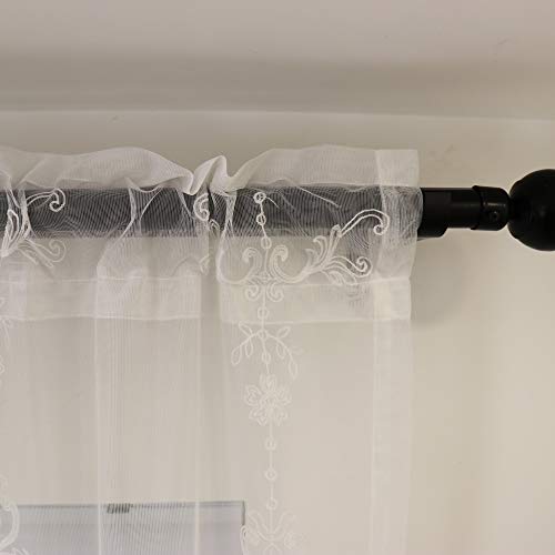 SLOW SOUL 2 Panels White European Style Sheer Curtain Embroidered Window Curtains Europe Floral Tulle for Living Room Bedroom with Rod Pokcet White 54W X 90L inch - Image 4