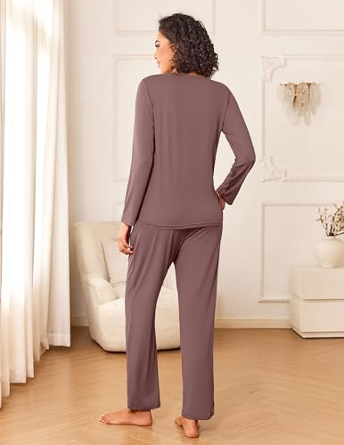 Ekouaer Pajamas for Women Set 2 Piece Pjs Lounge Set Long Sleeve Sleepwear - image 2