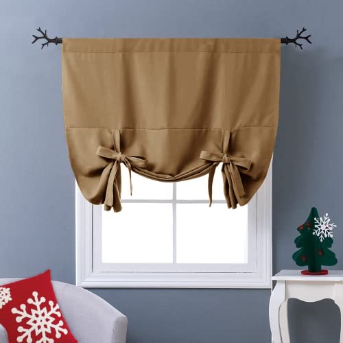 NICETOWN Kitchen Curtains for Window - Elegant Roman Blind for Tie Up Shades Short Window Covering Rod Pocket Style, Single Piece, 46 Wide by 63 Inche