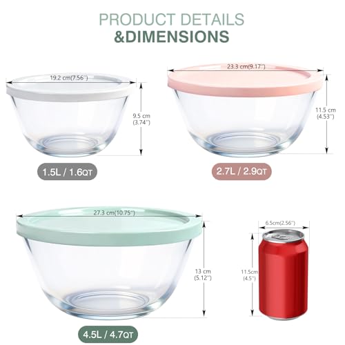 Set de 3 tazones de vidrio con tapas BPA-Free miniatura 2