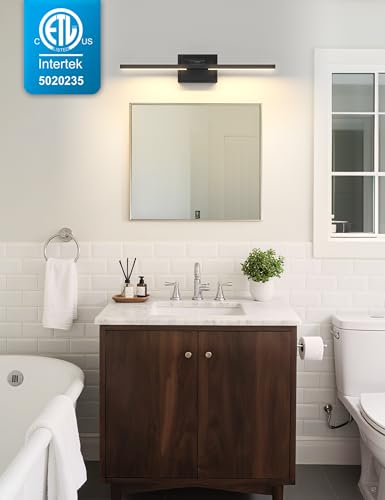 Image of NIORSUN 24 Inch Modern Bathroom Light Fixture, 24W 5CCT Dimmable LED Black Bathroom Vanity Lights Over Mirror, Vanity Lights for Bathrooms Restroom Mirror- ETL Certified