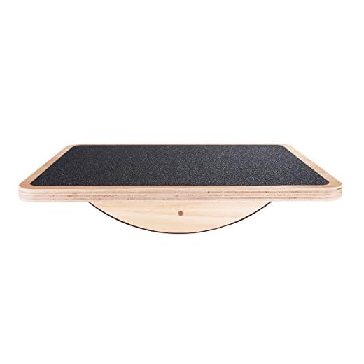 Professionale in legno Balance Board Rocker Board 445 cm in legno da scrivania di bilanciamento Trainer per esercizio Superficie antiscivolo & roller Migliora forza stabilità AB fitness Board