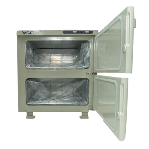 CnC Premium Towel Warmer, 2-Door Design, Professional Spa Salon Equipment, Double Compartment, Removable Shelves, Temperature Control, Nail Studio Accessory