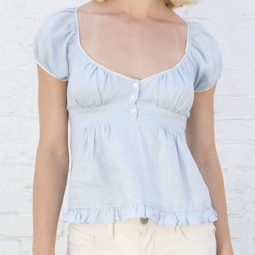 Image of Fairy Grunge Y2k Shirts Vintage Crop Tops Short Sleeve Girls Slim Fit Tees
