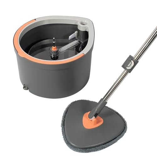 Image of PRIME PICK 360 Spin Mop & Extendable Ceiling Fan Cleaning Brush Stainless Steel Wringer Big Wheels, Puller Handle Microfiber Dry, Wet Mop for Floor Wall & Fan Cleaning, (Dark Grey)