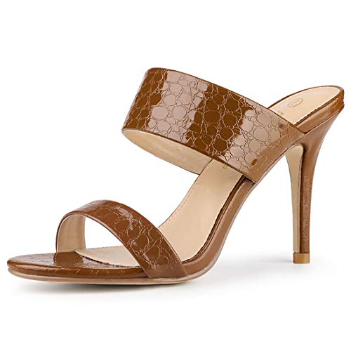 Allegra K Allegra K Women's Open Toe Stiletto Heel Slide Heels Brown Sandals - 9 M US