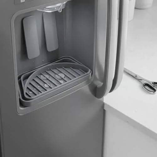 Gralara Silicone Drip Tray Refrigerator Mat Catcher Protector With Fast Drain Channels Trimmable Food Grade Silicone For Spill Control and Appliance Care suitable for kitchen home office, Gray - 5