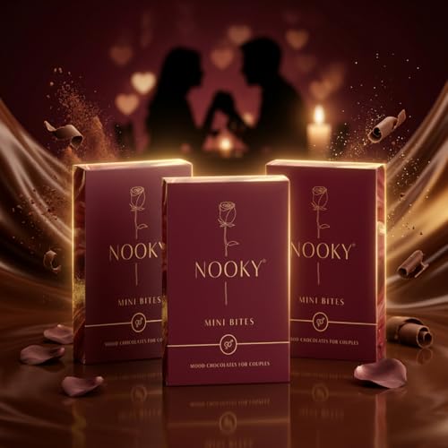 Image of NOOKY Mini Bites Mood-Enhancing Dark Chocolate for Men & Women | Vegan, Gluten-Free | Free Saucy Scratch Card | Pack of 3