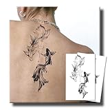 UBICA Semi Permanent Tattoo 2 Sheets | Lucky Koi Fish Design Lasts 2 Weeks, Waterproof & Realistic Tattoos for Women Spine Non-Reflective, Develops Fully in 48H
