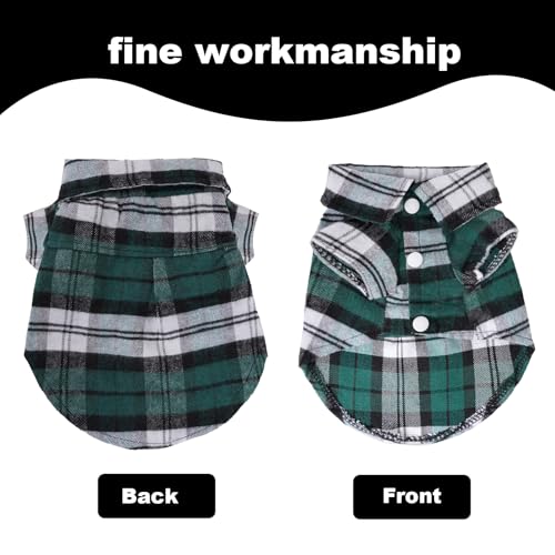 3 Pcs Dog Clothes Plaid Shirt Puppy Clothes Button Up Cat Shirt for Small Pet Dogs Cat Christmas Costume (Small) - Image 3