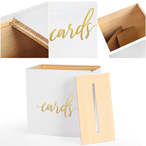 Waenerec White Wooden Wedding Card Box With Slot 10 X10 X 5.5 Inch Large Wedding Money Box Gift Card Box For Reception Baby Shower Graduation Birthday Party Decorations #TOP2