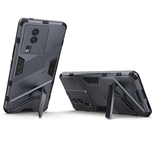 Image of Back Case Cover Compatible for Iqoo Neo 7 Pro 5G, Iqoo Neo 7 5G | 360 Degree Protection | Camera Protection | Kickstand Case | Shockprof Case | (Grey)