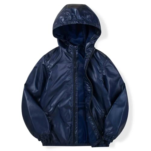 Image of SUNDAY ROSE Boys Windbreaker Jacket Hooded Lightweight Windroof Water-resistant Outdoor Coats for Kids
