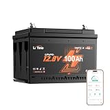 LiTime Batteria LiFePO4 12V 100Ah H168 con Bluetooth per Camper, Furgone | Max 15000 Cicli, 1280Wh, BMS 100A, Sostituzione AGM, Leggera e Compatta, Batteria Litio 12 V per Caravan, Van, Barca da Pesca