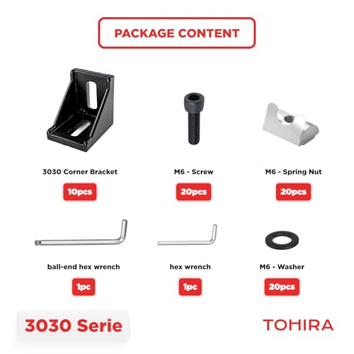 Image of 3030 Series Aluminum Extrusion Corner Brackets - 10 Sets Black 90 Degree Angle Connectors for 8mm T-Slot, CNC /Robotics Frame Accessories