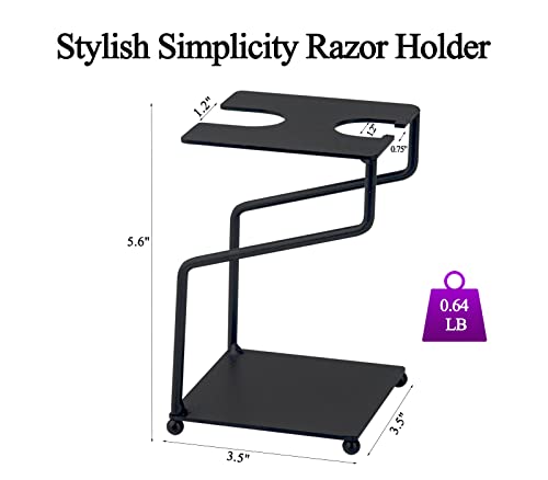 Dgudgu Safety Razor Stand For Men Shaving Brush Stand Black Shave Stand Shave Brush Stand Razor Holder Stand Stainless Steel Razor And Brush Stand #TOP3