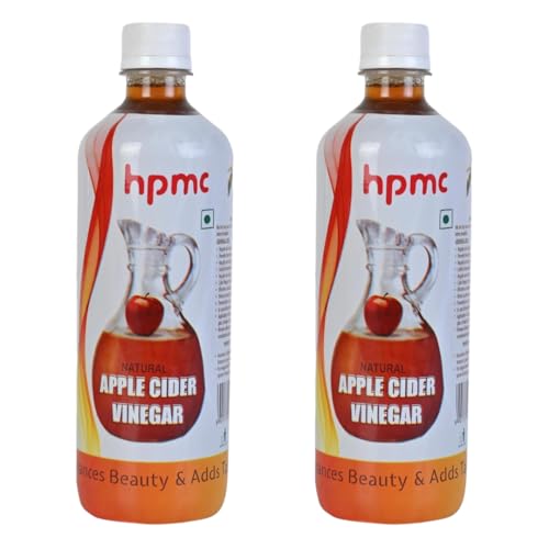 Image of HPMC Natural Apple Cider Vinegar, Organic Himalayan Apples | Mother of Vinegar | Unfiltered & Unpasteurized | For Weight Management, Reduced Bloating, Healthy Skin & Hair (Pack of 2 600 ml)