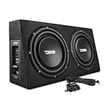 DS18 PU210A 10' Active Subwoofer Shallow Enclosure with 10' Passive Subwoofer for Pick-Up Trucks, Enclosure with Dual 10' Subwoofers 350 Watts Each, Designed for Tight Spaces, Great for Trucks