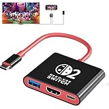 Switch 2用ドック【Switch 2「21.0.1」対応】スイッチ 2 ドック テレビ接続出力 直接にTV出力 ドック多機能 HDMI 4K@60Hz/USB 3.0/PD100W Switch & Switch 有機EL用ドック 急速充電 Type-c充電器 TVモード/充電モード マルチシステム互換性 遅延なし 持ち運び便利 スイッチ ドック替換 小型 アダプター（赤黒)