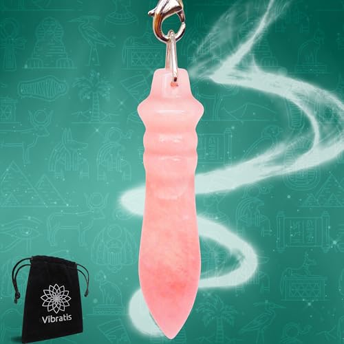 Péndulo Egipcio de Radiestesia THOT de Cuarzo Rosa | Péndulo de Adivinación Magnetizador de Cuarzo Rosa Ideal para los Cuidados Emocionales [Satisfacción o Reembolso DE POR VIDA]