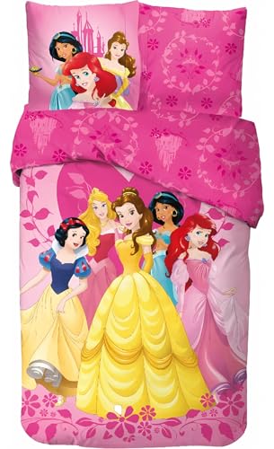 arlis Parure Housse de Couette Princesse en Coton, Parure de lit Réversible 140x200 cm, Taie d'oreiller 63x63 cm, 100% Coton (Parure Princesse, 140x200cm)