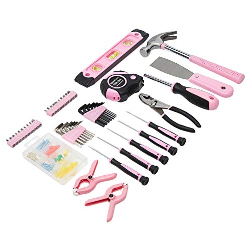Amazon Basics Tool Set With Tool Bag - 82-Piece, Pink #TOP25