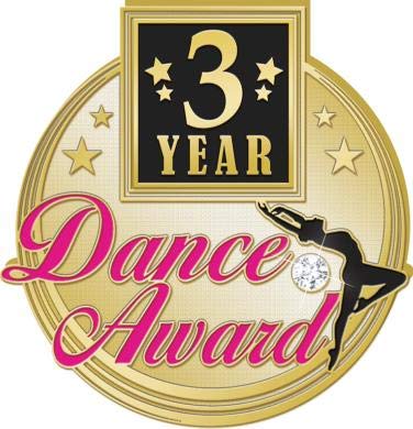 1.18"x1.25" Dance Award Pins, Dance Pins Great 3 Year Dance Award Pins for Dancers Gold
