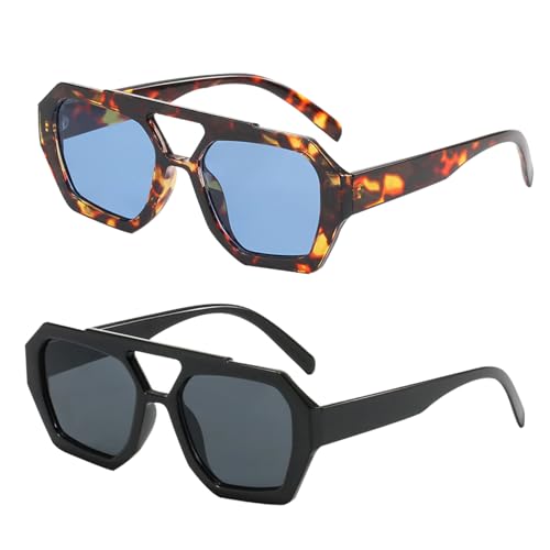 BSITSSS 2 Piezas Gafas de Sol UV, Estilo Retro, para Homem y Mujer, Conducir y Viajes