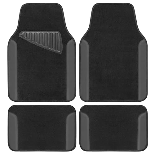 Motor Trend Universal Fit Car Mats with Driver Heel Pad Black and Gray