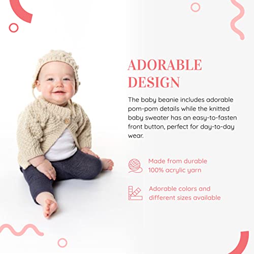 Elly & Emmy Baby Girls 2-Piece Knit Sweater And Hat, My First Dress Up, 6-12 Months, Beige Toast #TOP4