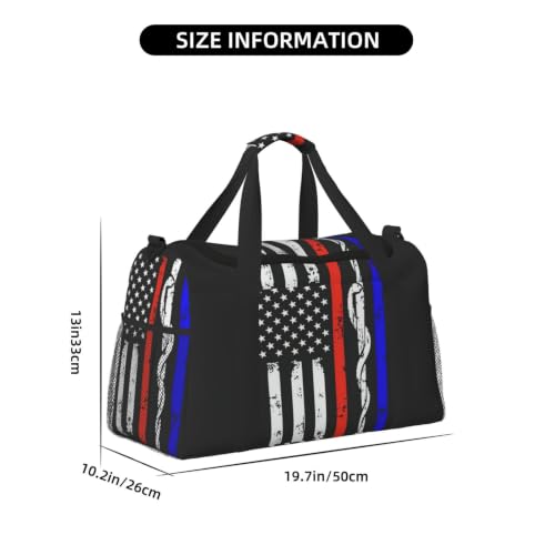 Bolsa de viaje grande impermeable y plegable con estampado resistente de rayas rojas 4
