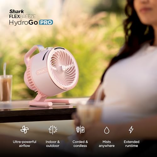 Shark FlexBreeze HydroGo Pro Portable Misting Fan, Graphite, FA056 - image 2