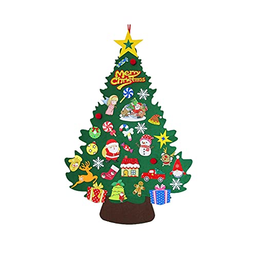 Conjunto De Árvore De Natal De Feltro, Árvore De Natal DIY De 3,3 Pés Com 33 Enfeites Removíveis, De