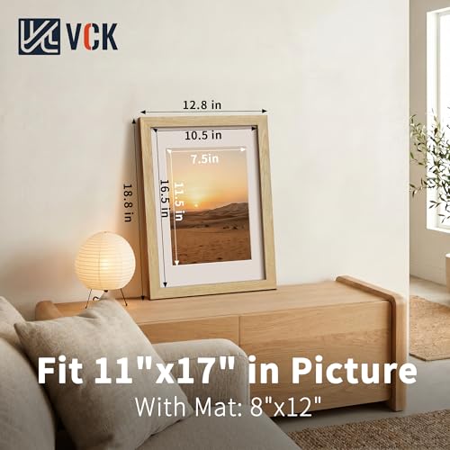 Image of VCK 11x17 Picture Frame 5 Pack, Natural Exclusive Wood, HD Glass, for Photo