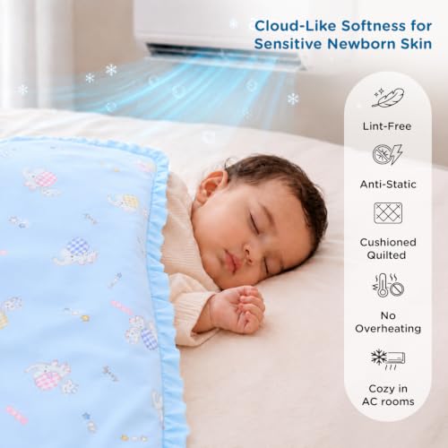 Image of Mee Mee 3-in-1 Baby Wrapper & Carry Nest for Newborns | Soft Breathable Cotton Swaddle with Hood and Cushion | Adjustable Tie-Up Design | Lightweight, Cozy & Easy to Carry (0-6 Months) (Blue)