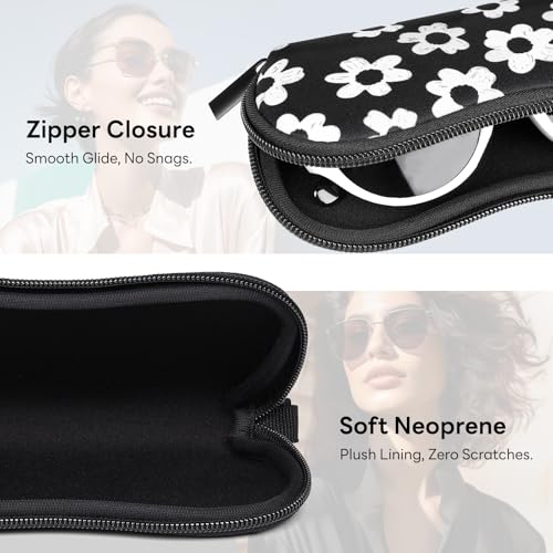 Image of Sunglasses Case with Belt Clip, Ultra Light Neoprene Zipper Soft Padded Glasses Case for Women Men
