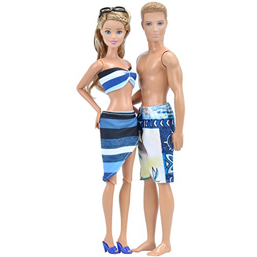 E-TING 2 Sets Doll Accessories Bikini Swimsuit Bathing Suit Swimming Shorts for Girl Boy Dolls Dolls (Dark Blue)