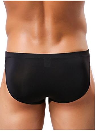 Louis Rouse Men's Sexy Ice Silk Y Front Briefs Underwear (M, Black)