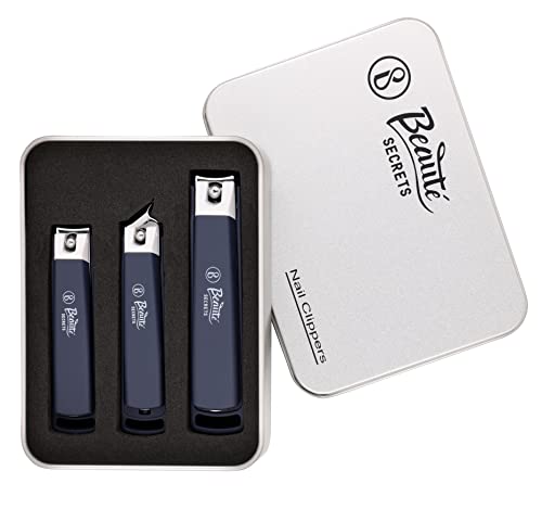 Beauté Secrets Complete Nail Cutter Set of 3 Nail Cutters, Nail Clipper, Nail Clipper for Men and Women, Blue