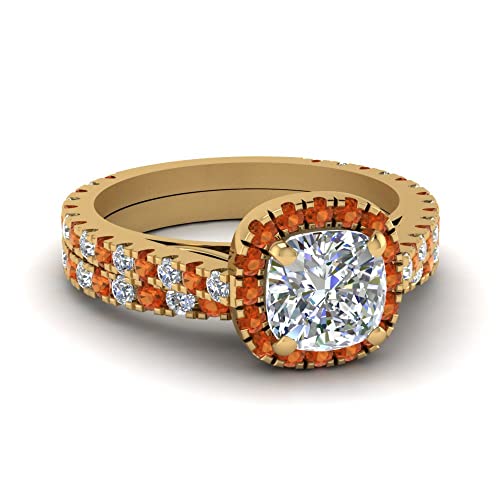 Ensemble nuptial coussin plaqué or jaune éclatant, une bague de mariage intemporelle chic