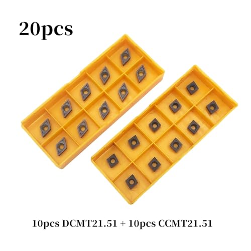 Hunricho 20 STÜCKE Hartmetall Einsatzschneider für regelmäßige Edelstahl Maschinen Drehmaschine Fräseinsätze Drehwerkzeuge mit Fall DCMT070204DCMT21.51 CCMT060204 CCMT21.51 für Edelstahl