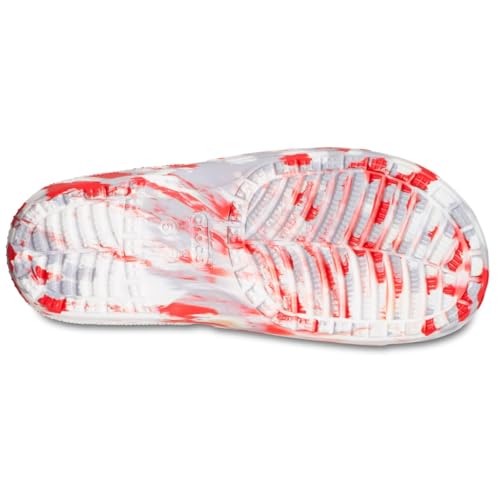 Image of Crocs Unisex-Adult Synthetic Classic Marbled Slide Flm /WHI Slide - 9 UK (206879-884-M10W12) Flame /White