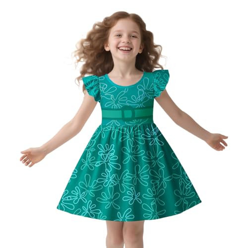 Girls Flutter Graphic Dress Kids Fancy Princess Dresses for 3-12Y