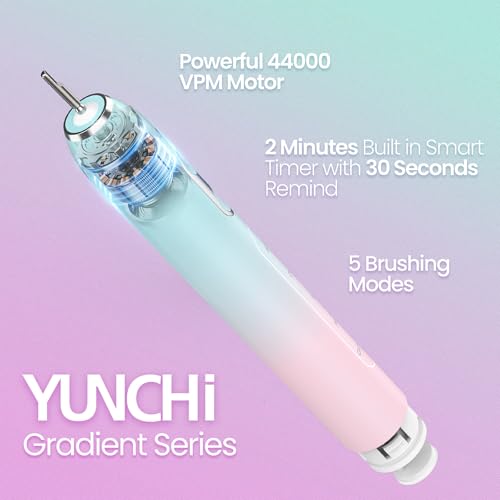 YUNCHI C3 Elektrische Schallzahnbürste für Erwachsene, 8 Bürstenköpfe und Reiseetui, Wiederaufladbare Elektrische Zahnbürste mit 5 Modi und USB Typ-C Aufladung, Mittelweiche Borsten, Blau – Bild 3